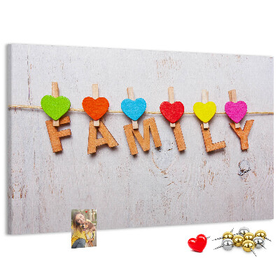 Cork board Family lettering