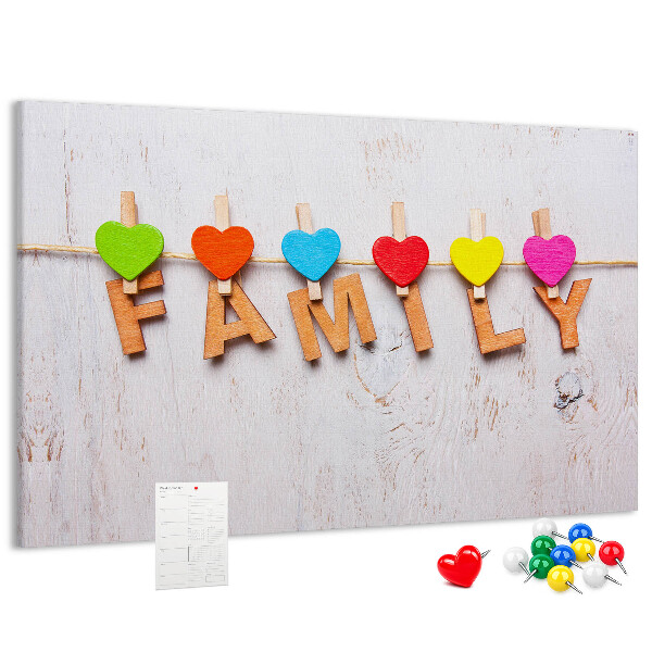 Cork board Family lettering