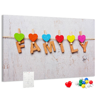 Cork board Family lettering