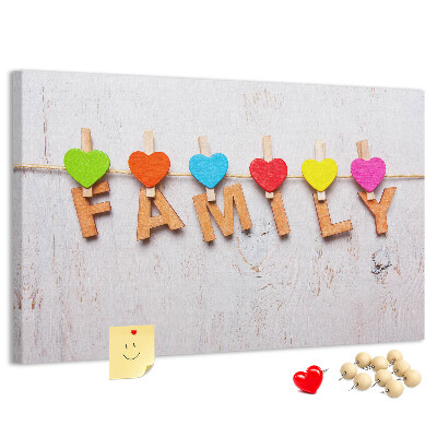 Cork board Family lettering