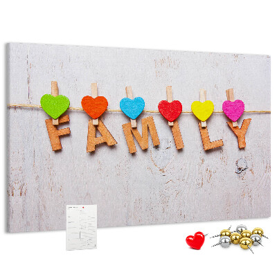 Cork board Family lettering