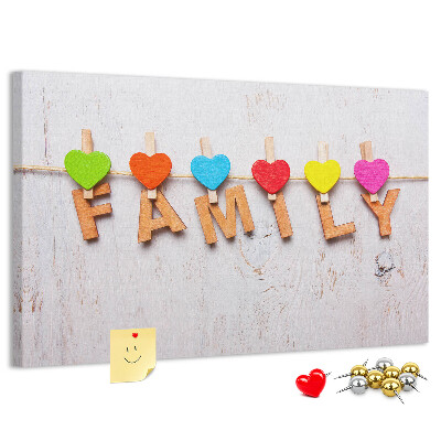 Cork board Family lettering