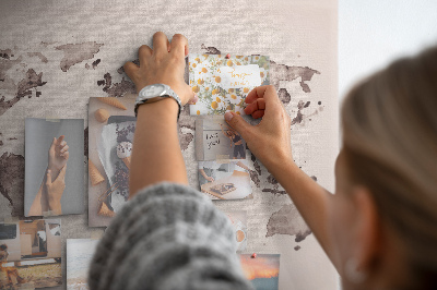 Cork memo board Watercolor world map