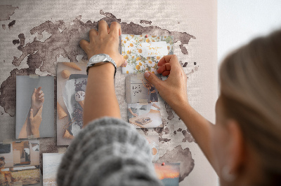 Cork memo board Watercolor world map