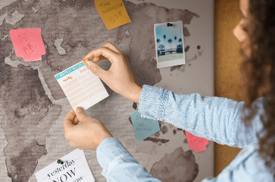 Cork memo board Watercolor world map