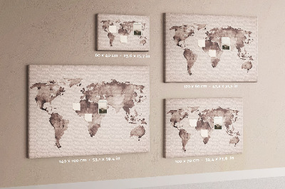Cork memo board Watercolor world map