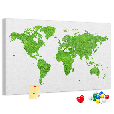 Cork board Green grass map