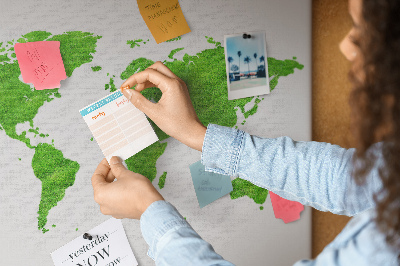 Cork board Green grass map
