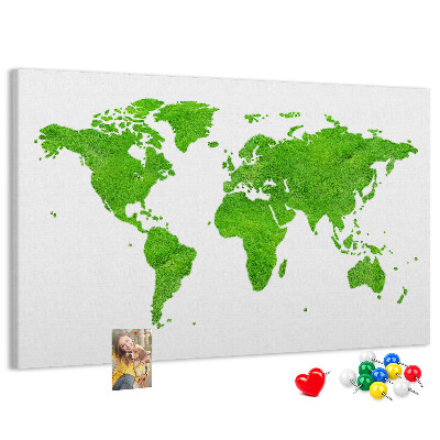 Cork board Green grass map