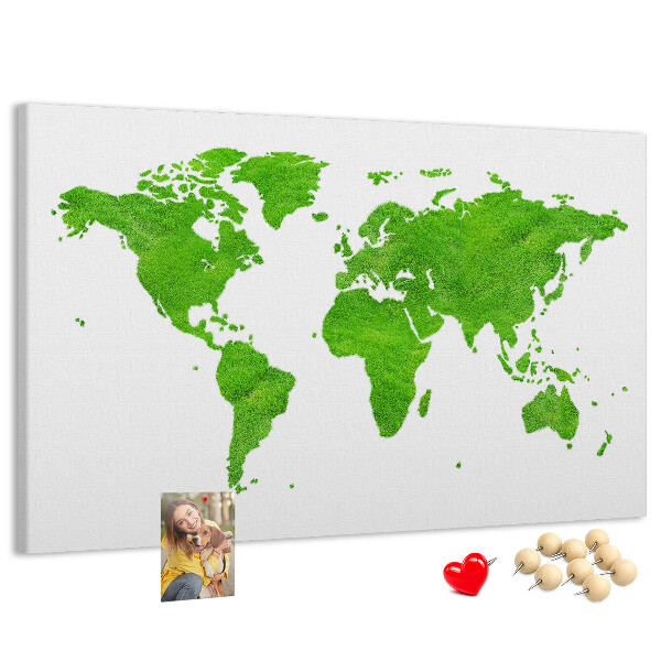 Cork board Green grass map