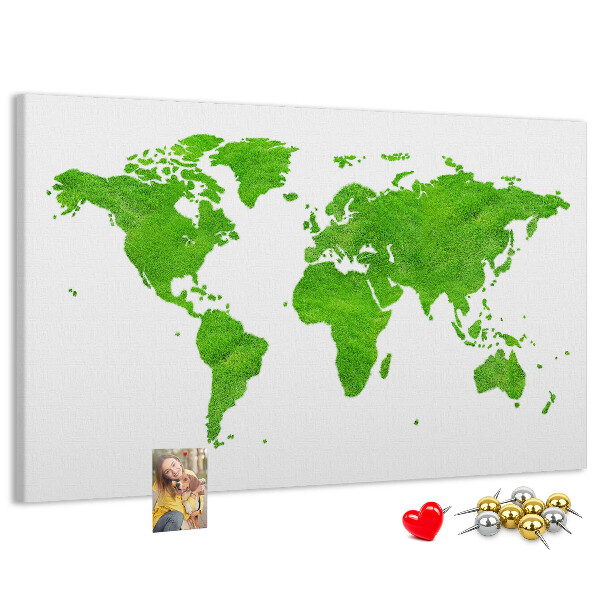 Cork board Green grass map