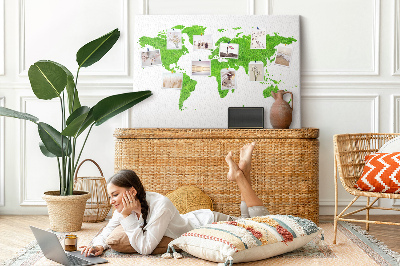 Cork board Green grass map