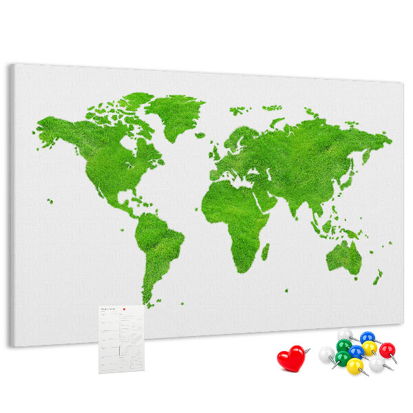 Cork board Green grass map