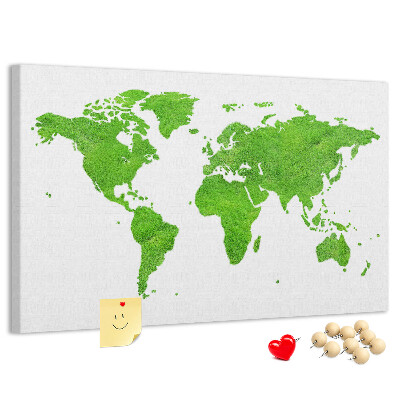 Cork board Green grass map