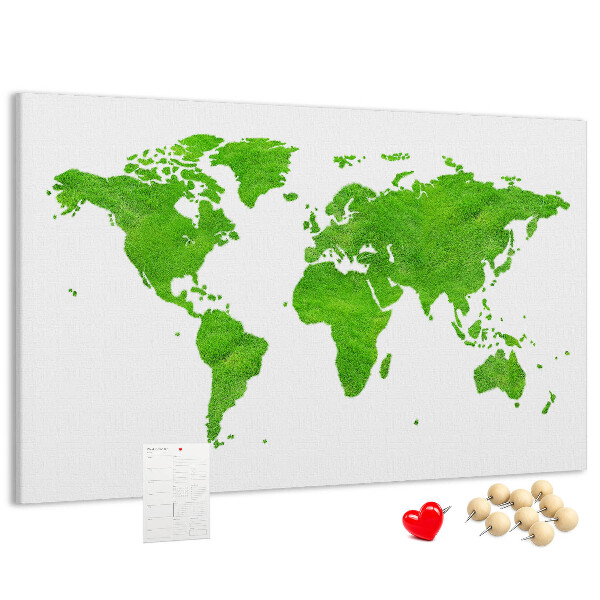 Cork board Green grass map