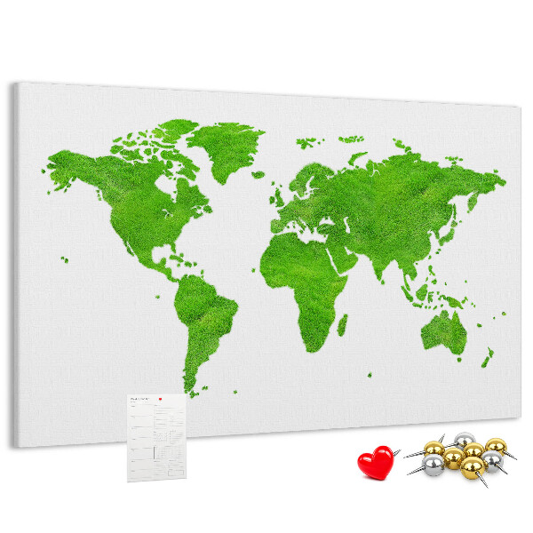 Cork board Green grass map