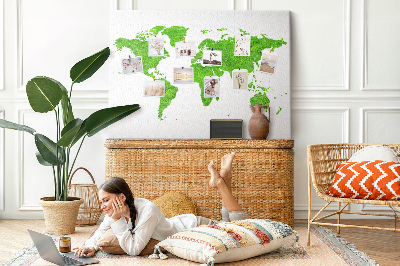 Cork board Green grass map