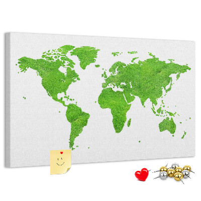 Cork board Green grass map