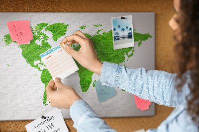Cork board Green grass map