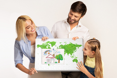 Cork board Green grass map