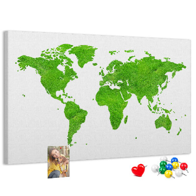 Cork board Green grass map