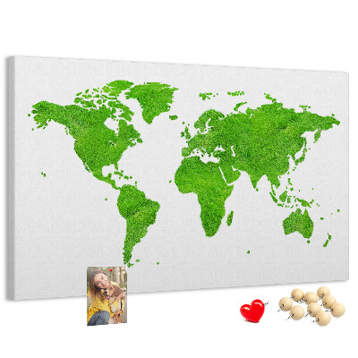 Cork board Green grass map