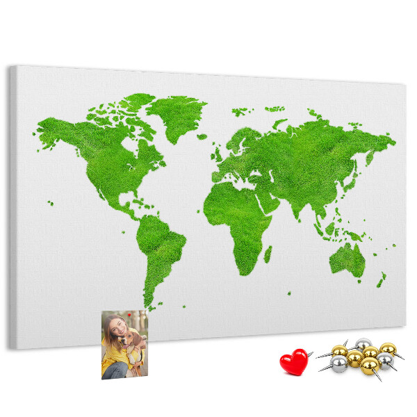 Cork board Green grass map