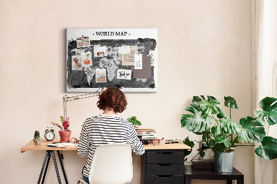Cork display board Retro world map