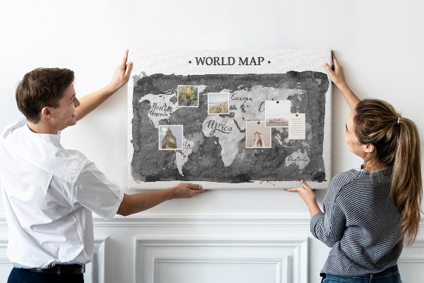 Cork display board Retro world map