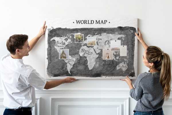 Cork display board Retro world map