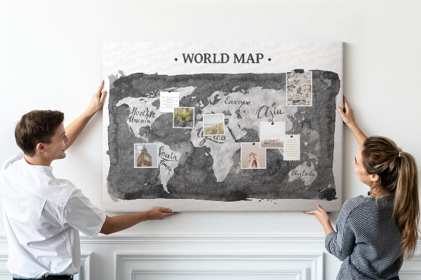 Cork display board Retro world map