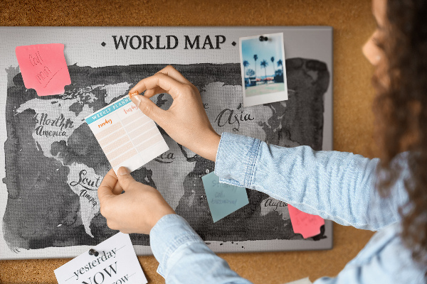 Cork display board Retro world map