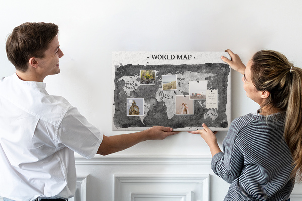 Cork display board Retro world map