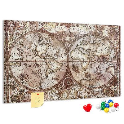 Cork memo board Antique atlas map