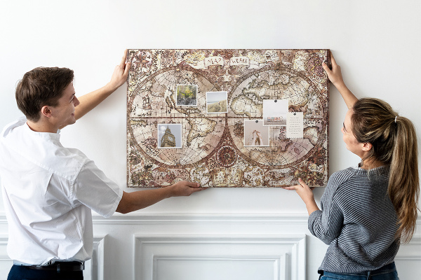 Cork memo board Antique atlas map