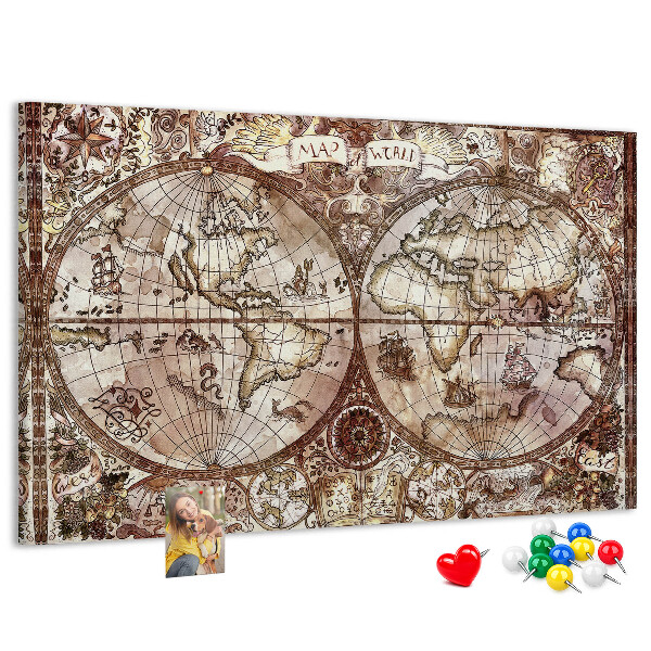 Cork memo board Antique atlas map