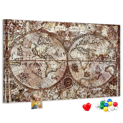 Cork memo board Antique atlas map