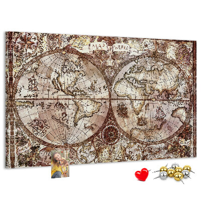 Cork memo board Antique atlas map