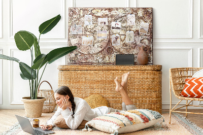 Cork memo board Antique atlas map