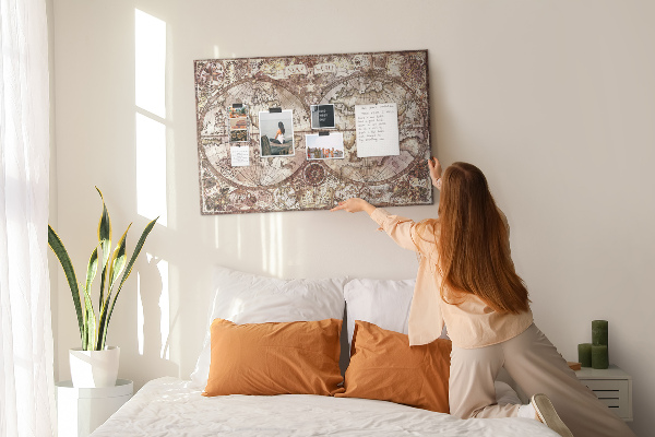 Cork memo board Antique atlas map
