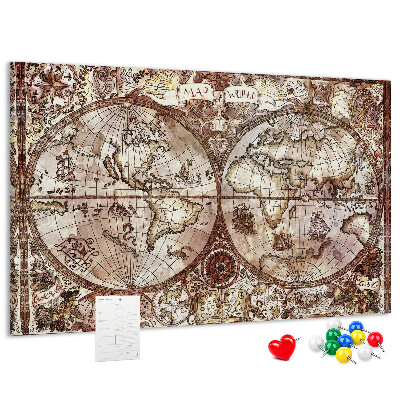 Cork memo board Antique atlas map