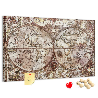 Cork memo board Antique atlas map