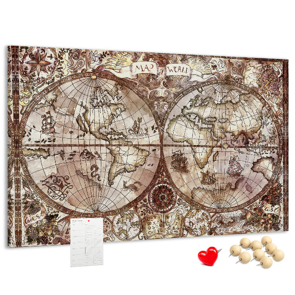 Cork memo board Antique atlas map