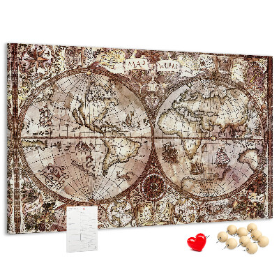 Cork memo board Antique atlas map