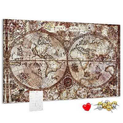 Cork memo board Antique atlas map