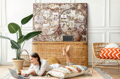Cork memo board Antique atlas map