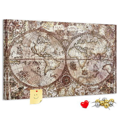 Cork memo board Antique atlas map