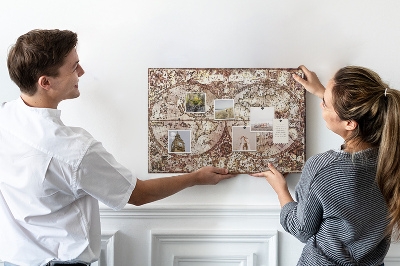 Cork memo board Antique atlas map