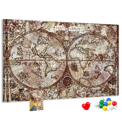 Cork memo board Antique atlas map