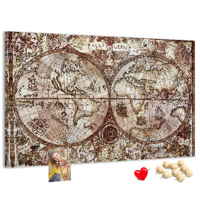 Cork memo board Antique atlas map
